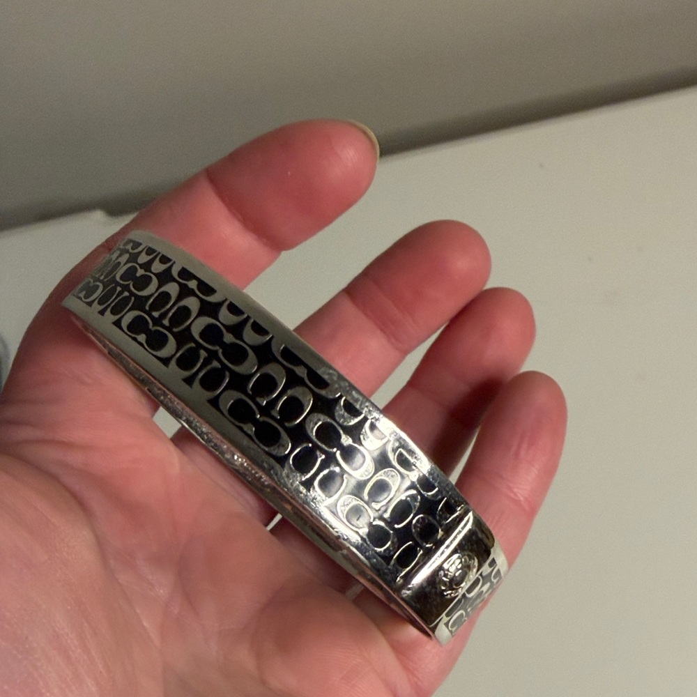 Coach Silver Bangle with Textured Finish